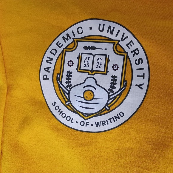 Pandemic University Sweatshirt Mens XL Yellow Gildan Fleece Pullover Long Sleeve - Picture 7 of 12
